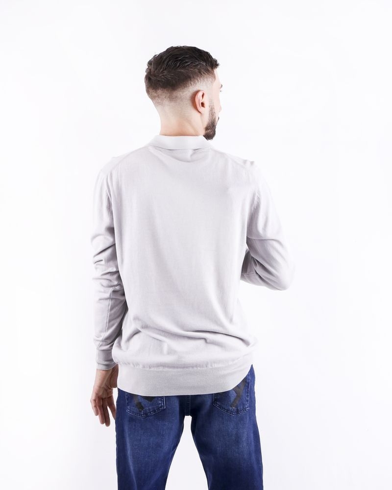 Polo en coton gris à manches longues Manostorti