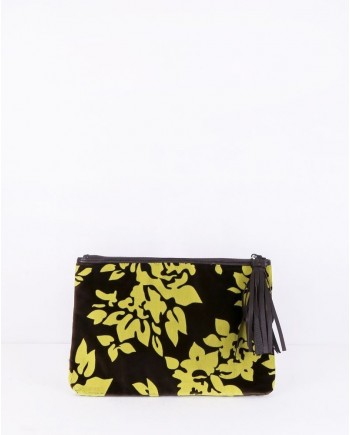 Pochette en velours bicolore fleurie Mary Katrantzou 