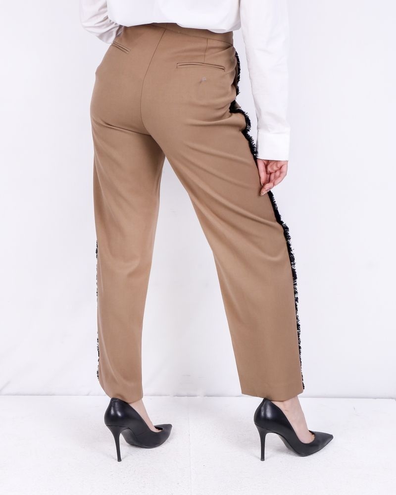 Pantalon palazzo camel à galons fantaisies Isabelle Blanche