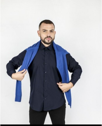Pull col V en merinos bleu électrique Angela Réali 