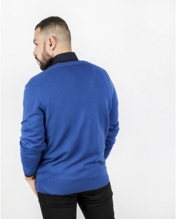 Pull col V en merinos bleu électrique Angela Réali 