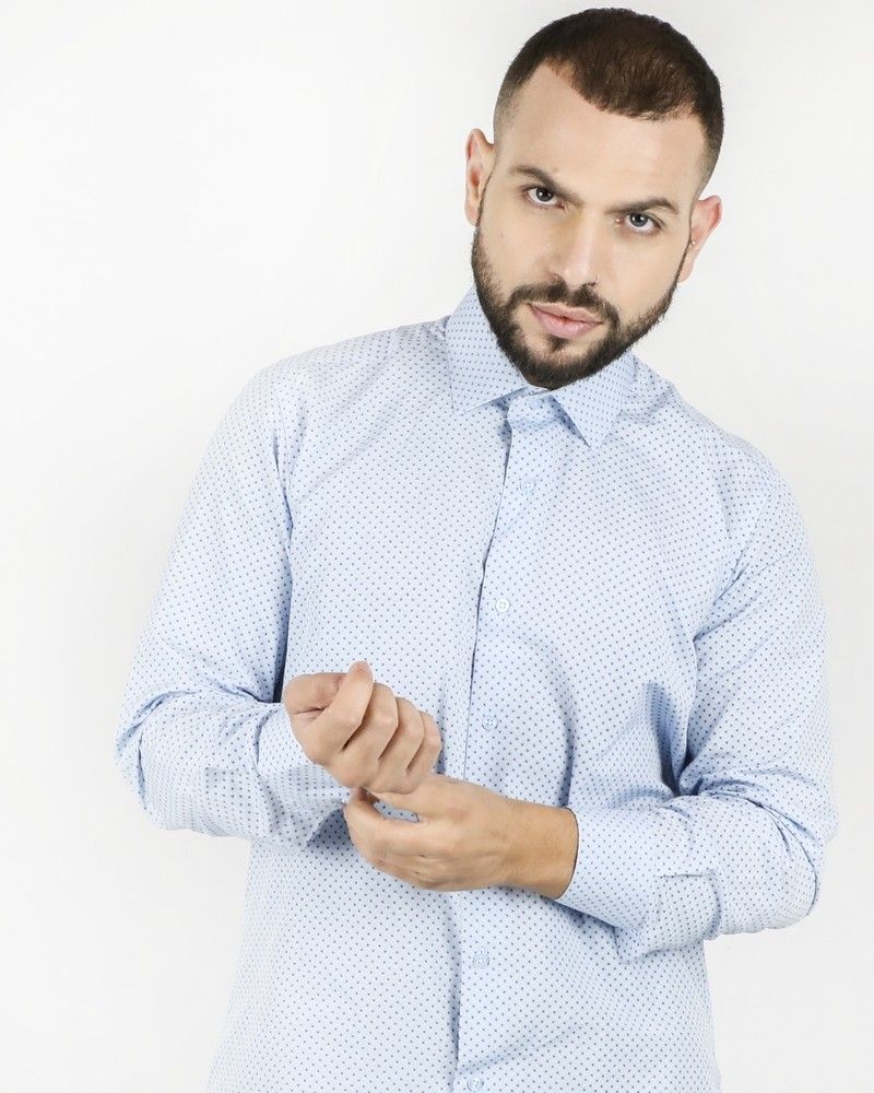 Chemise bleue à motif fantaisie Chrom