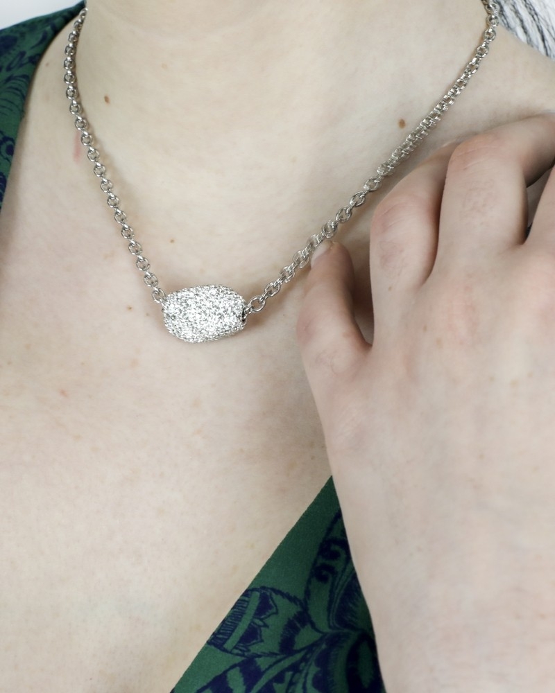 Collier métal rhodié argenté Swarovski
