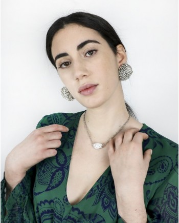 Collier métal rhodié argenté Swarovski 