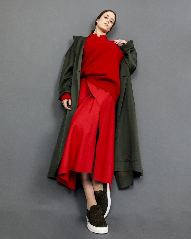 Chemisier en col mao rouge Vince