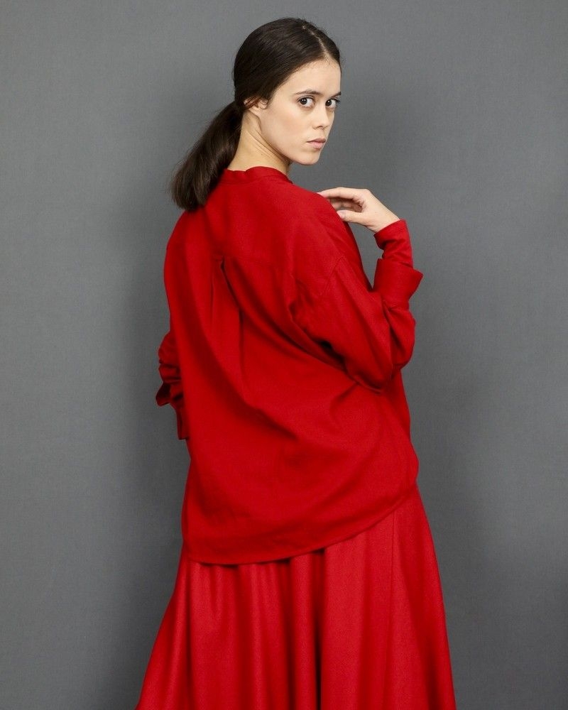 Chemisier en col mao rouge Vince