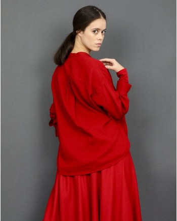 Chemisier en col mao rouge Vince