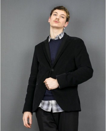 Veste en velours rayé à empiècement dans le col Marchand Drapier 