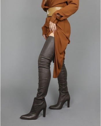 Cuissardes en cuir souples à talons hauts Plein Sud 