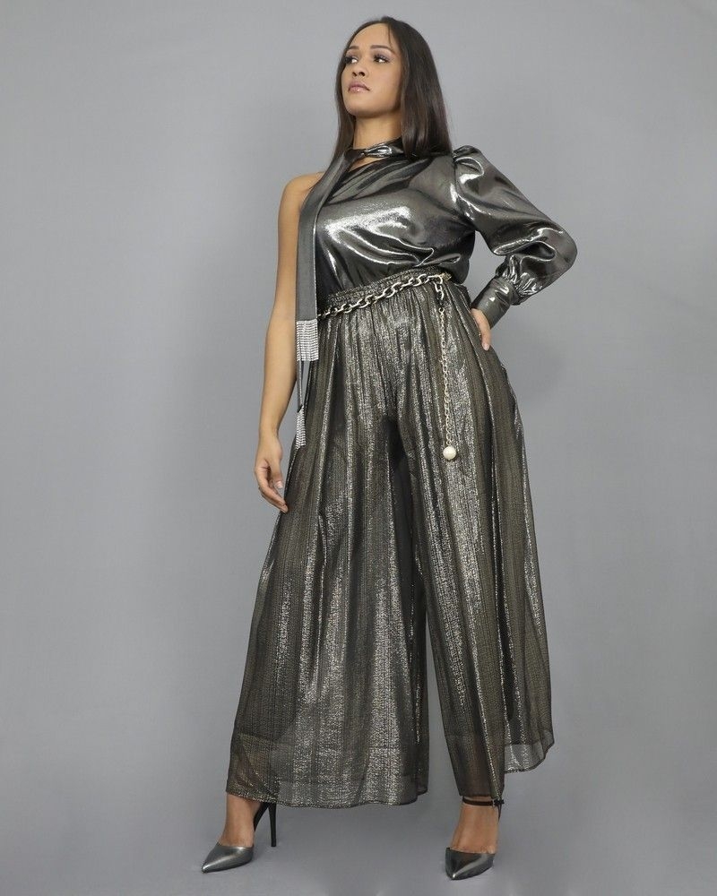 Blouse lamée à liens Lavallière Space Simona Corsellini 