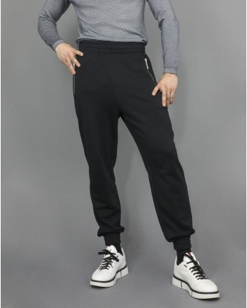Jogging en coton noir à poche zippée John Richmond