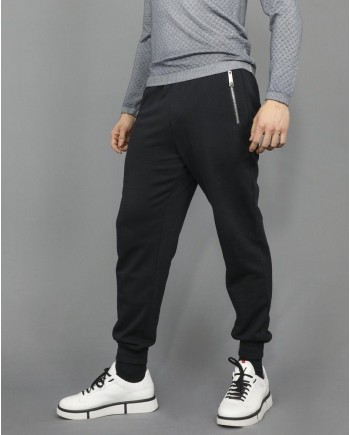 Jogging en coton noir à poche zippée John Richmond