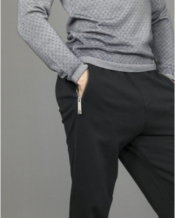 Jogging en coton noir à poche zippée John Richmond