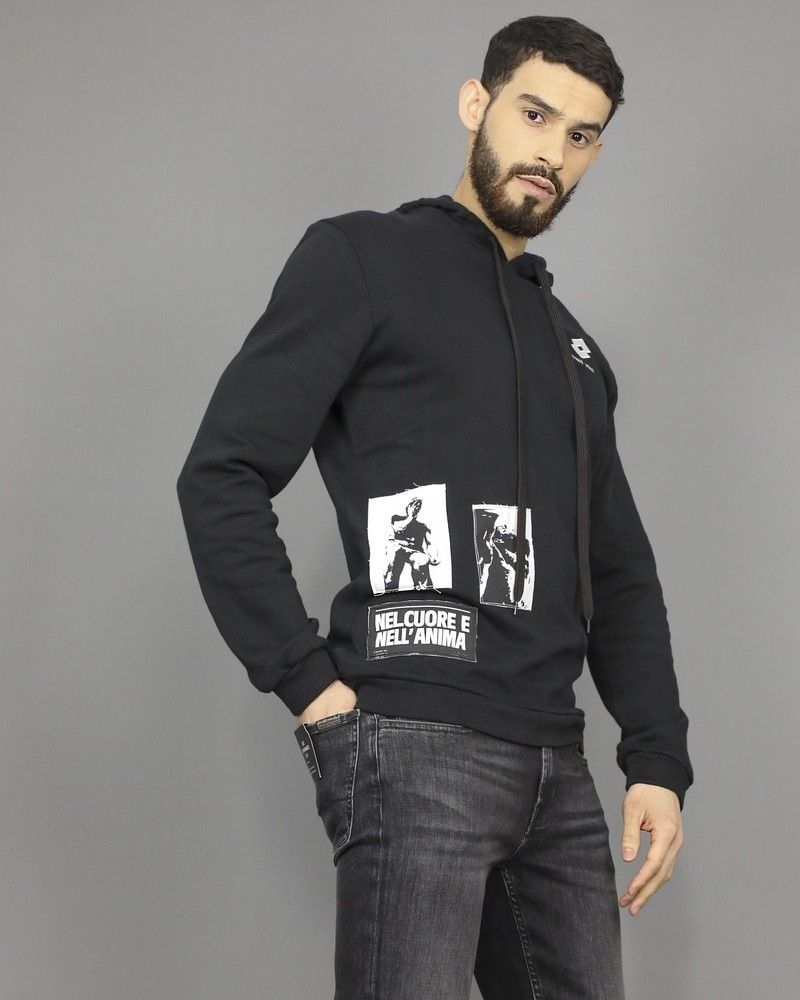 Sweat à capuche noir à flocage Damir Doma