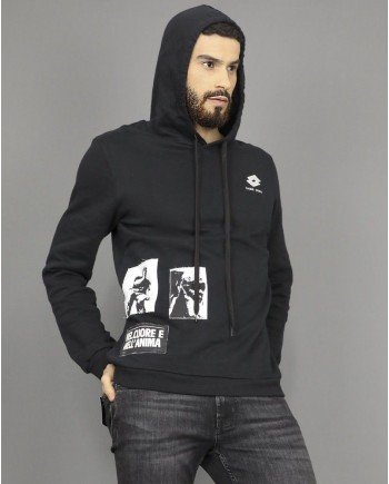 Sweat à capuche noir à flocage Damir Doma