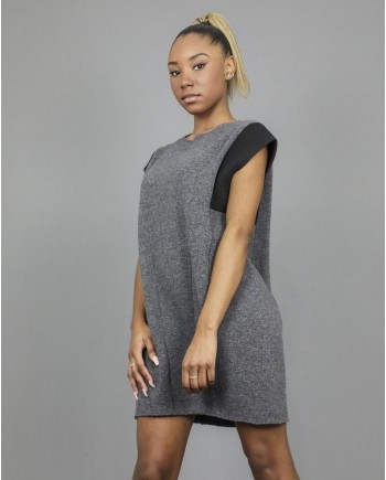 Robe en laine mélangée à empiècement en néoprène Stefano Mortari. 