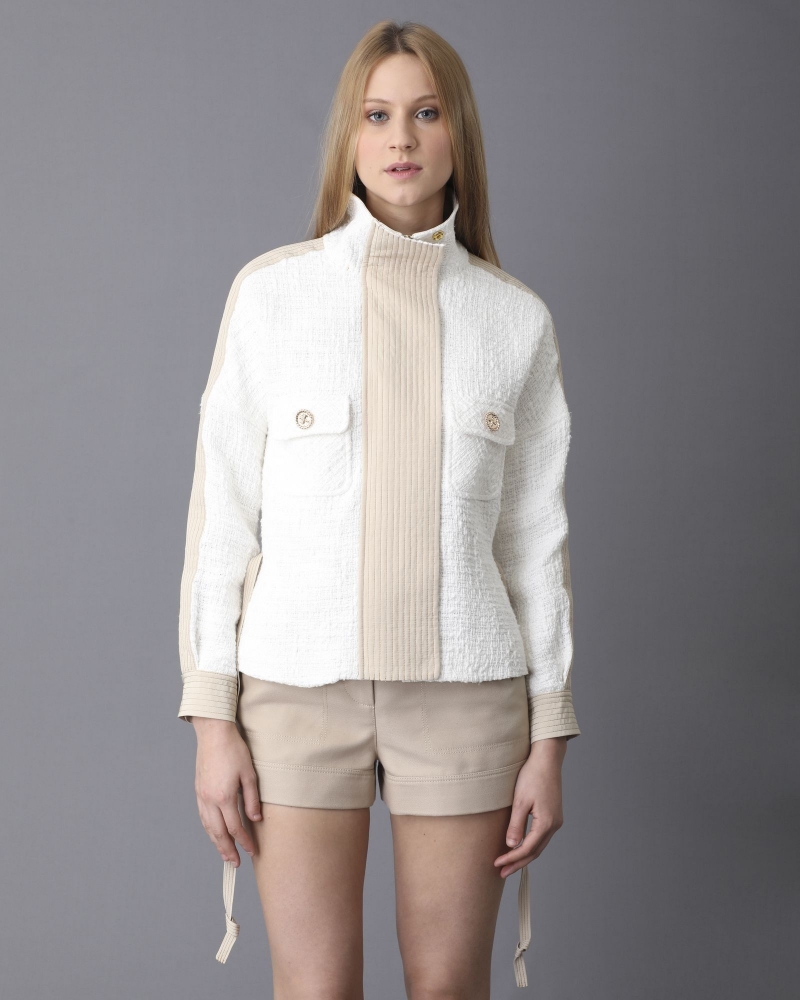 Veste tweed à empiècements en toile Edward Achour 