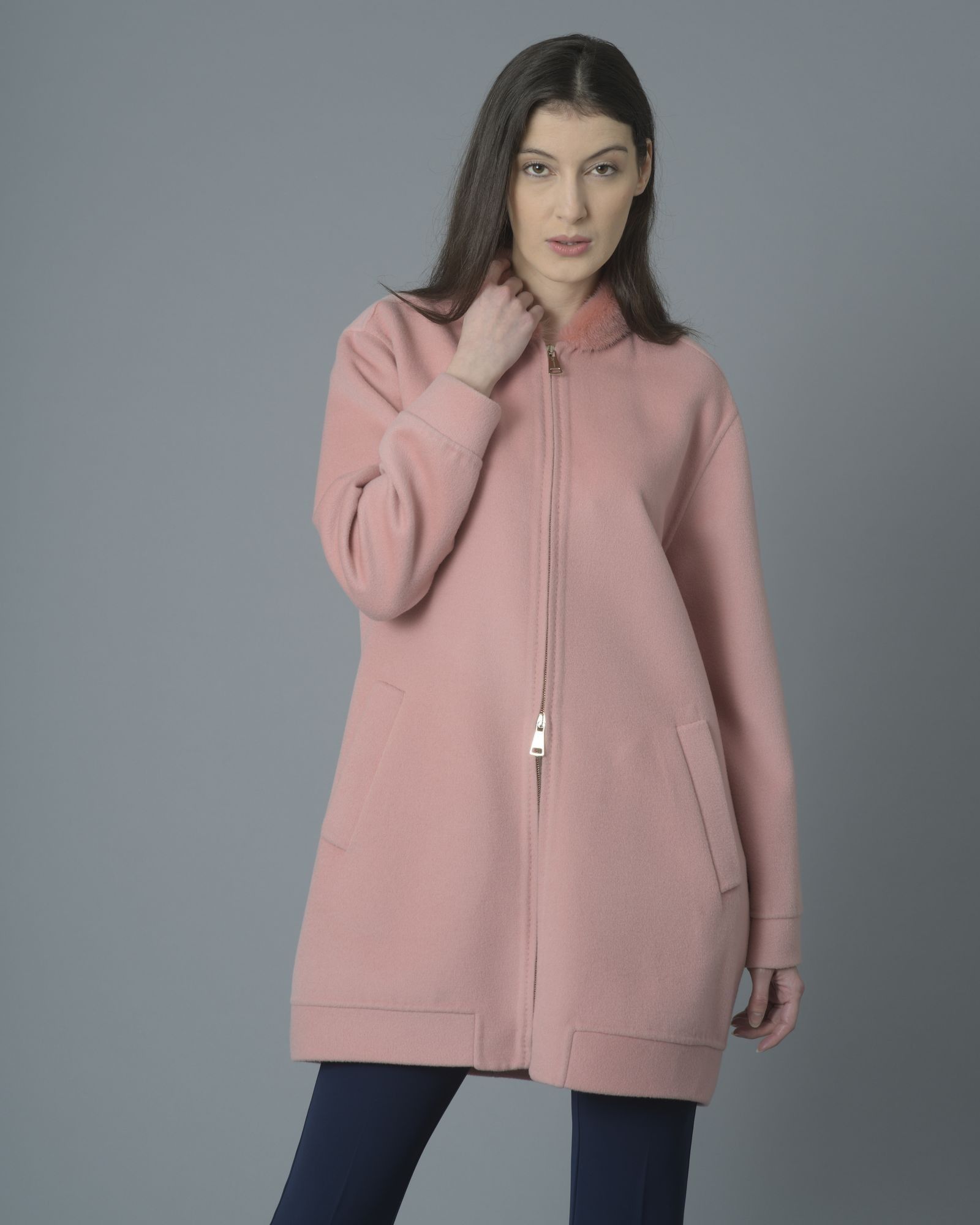 Doudoune col fourrure rose sale
