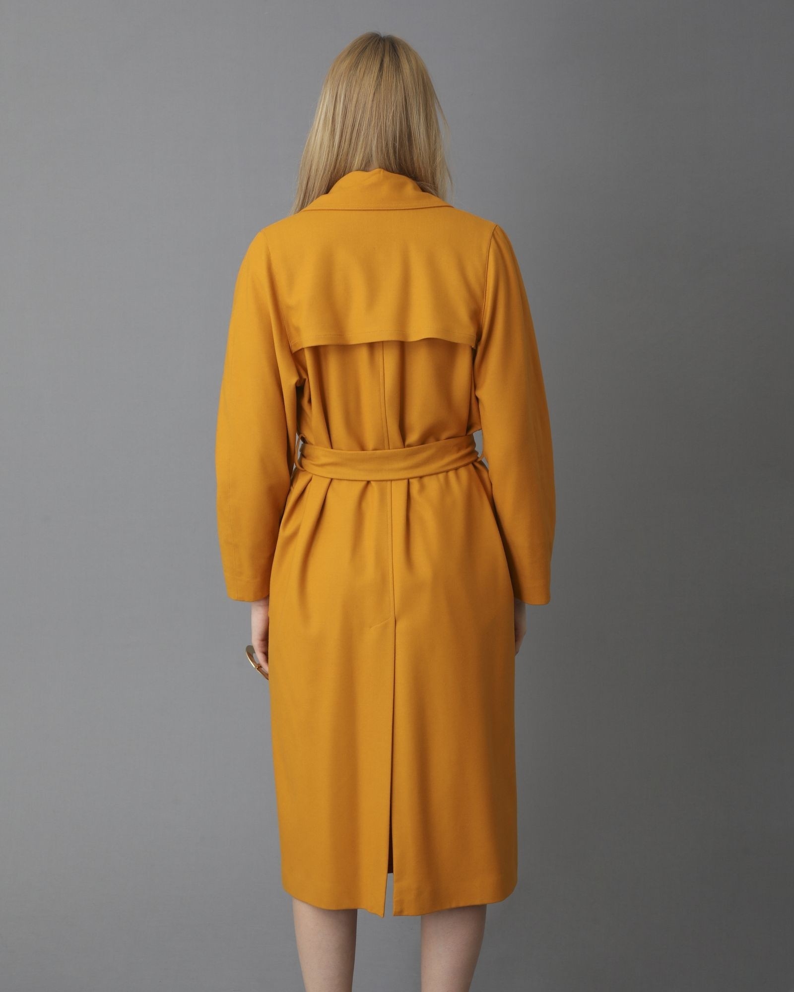 Trench Coat Long En Laine Pour Femme - Style Classique Ouvert, Ceinturé - Col à Revers, Coupe-vent - Pour Affaires Et Sortie élégante