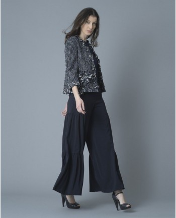 Pantalon bleu large à volants Stefano Mortari