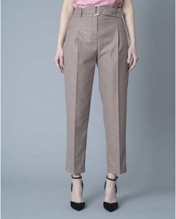 Pantalon droit raccourci à carreaux pied-de-poule Nenette 