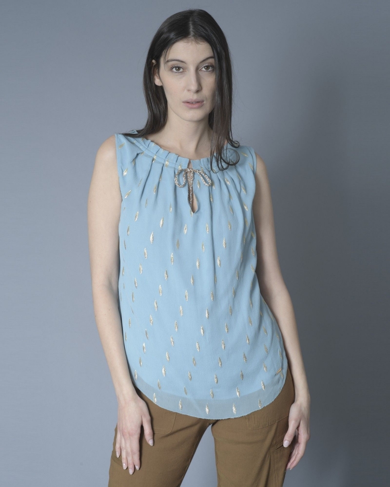Blouse en soie à fronces et fils métalliques Nenette