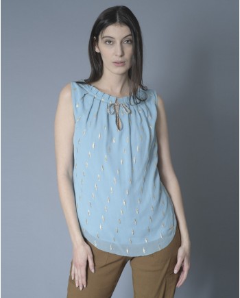 Blouse en soie à fronces et fils métalliques Nenette