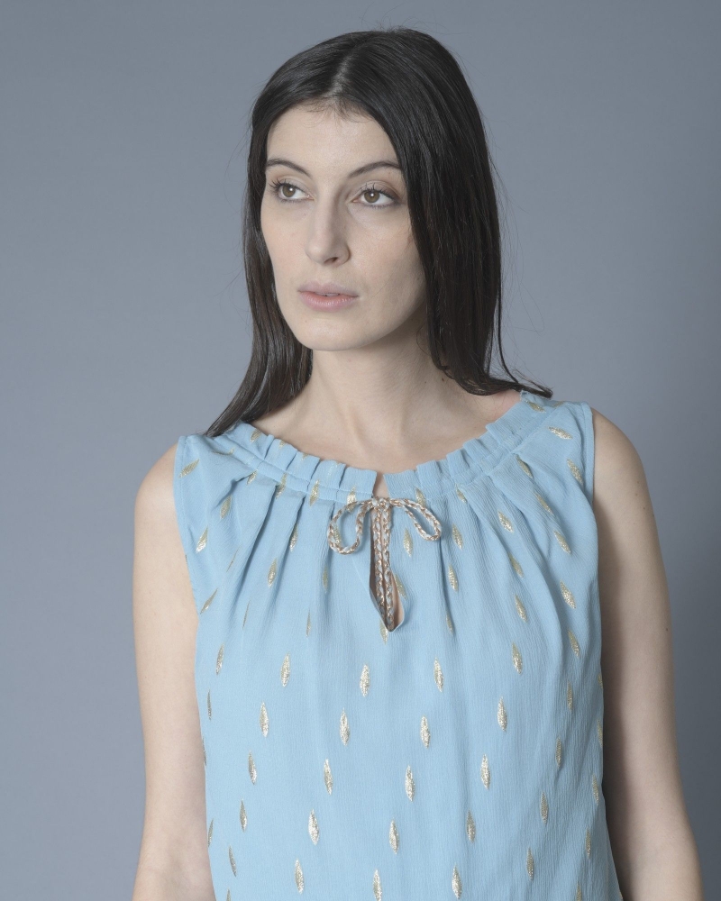 Blouse en soie à fronces et fils métalliques Nenette