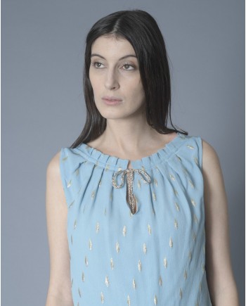 Blouse en soie à fronces et fils métalliques Nenette