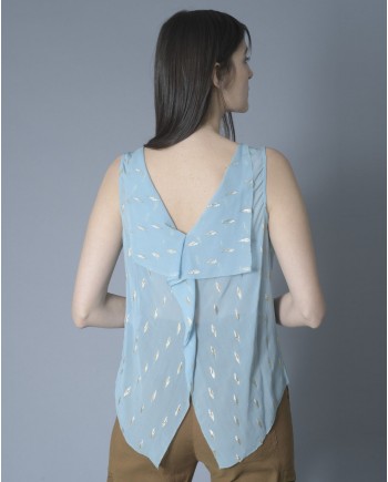 Blouse en soie à fronces et fils métalliques Nenette