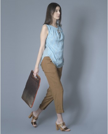 Blouse en soie à fronces et fils métalliques Nenette