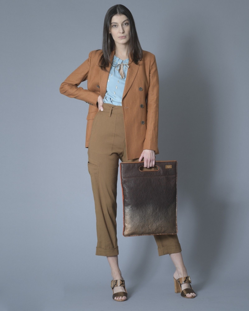 Blouse en soie à fronces et fils métalliques Nenette