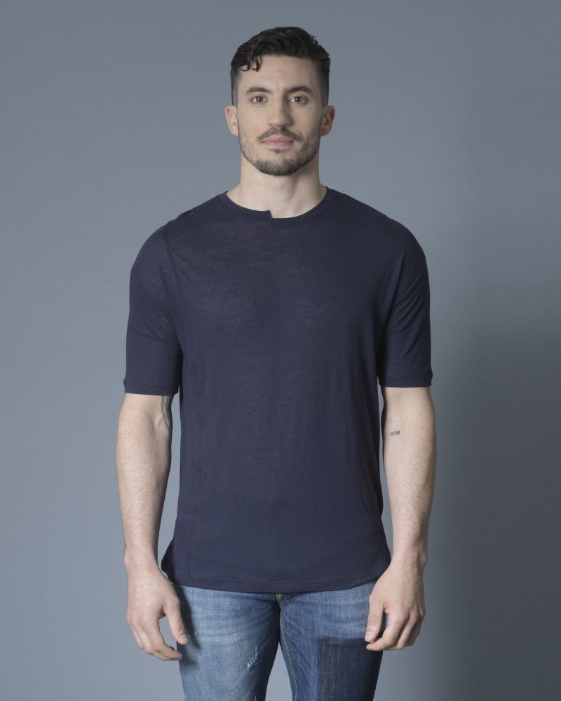 T-shirt asymétrique en jersey de coton et laine Isabel Benenato