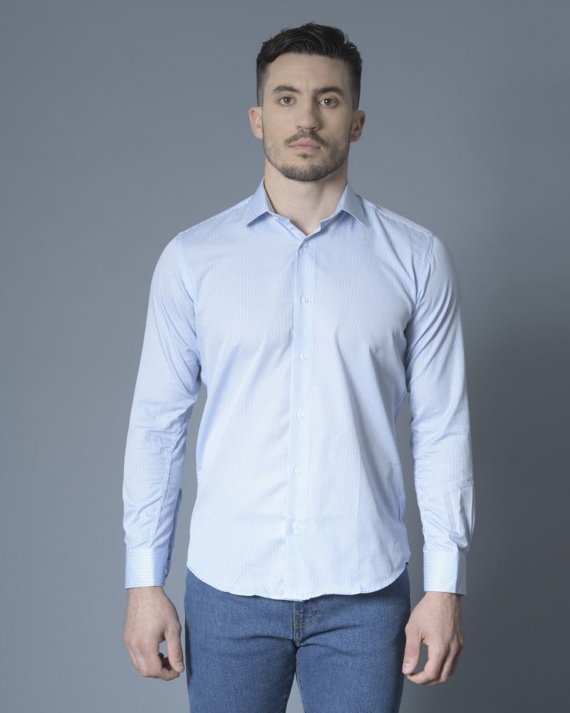 Chemise blanche à rayures bleues Chrom