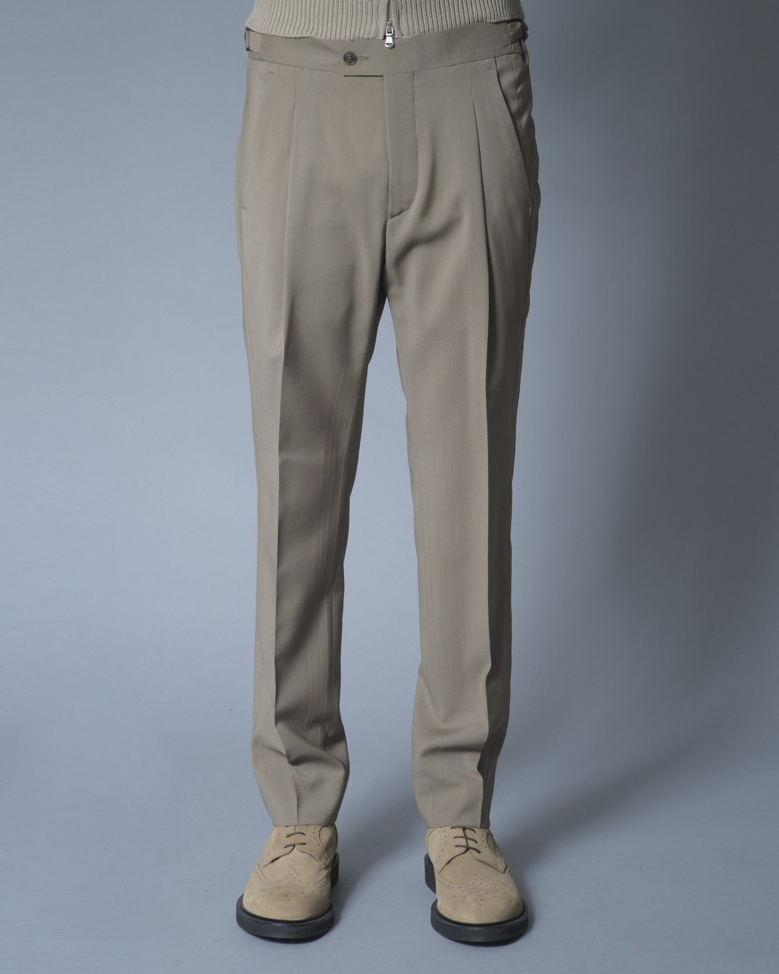 Pantalon Droit En Lin Et Soie Beige Froisse