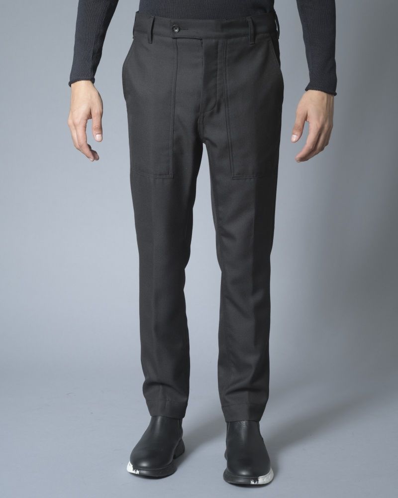 Pantalon en coton noir à poches cargos Ly Adams