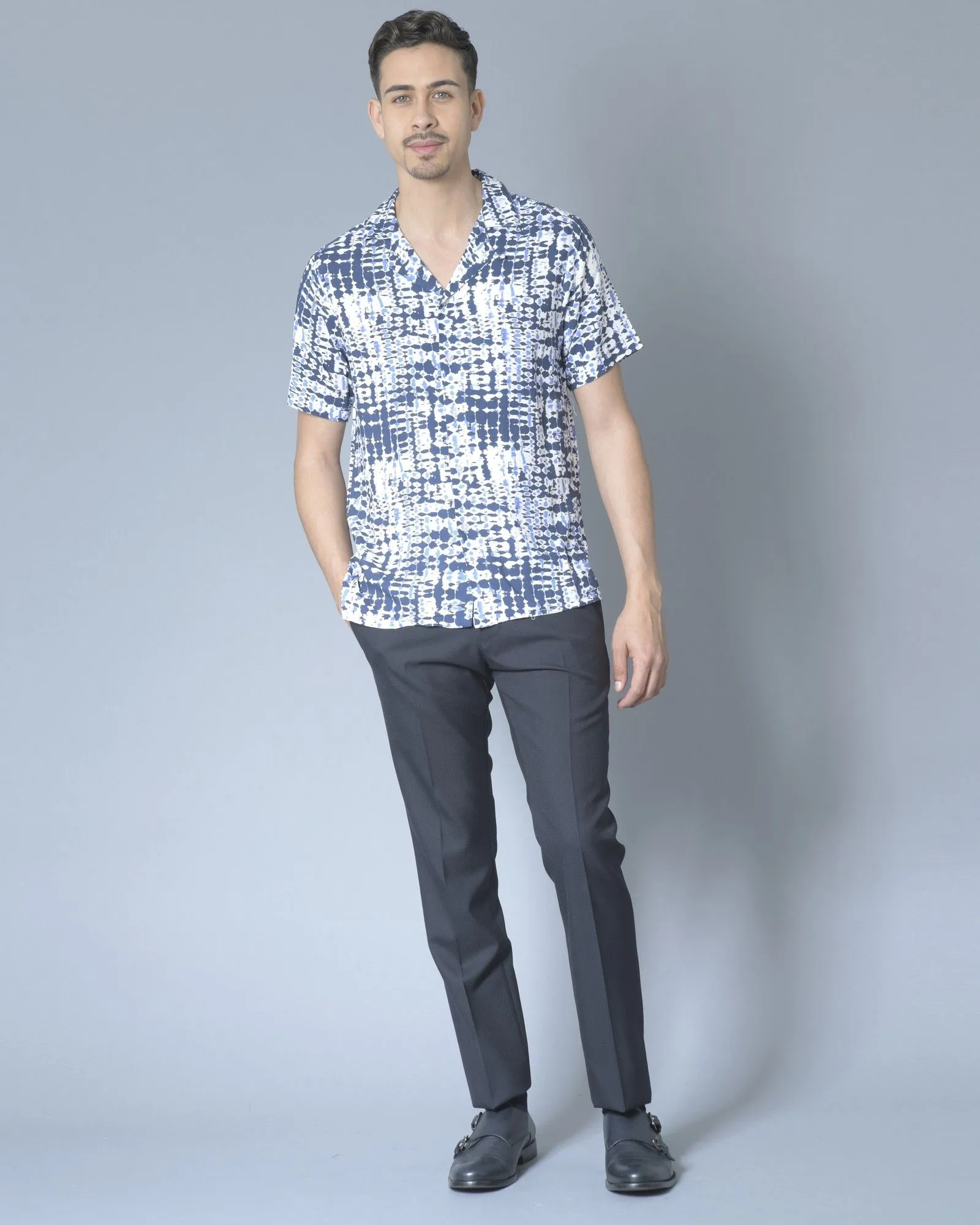 Chemise bleue à imprimé psychédélique Daniele Fiesoli