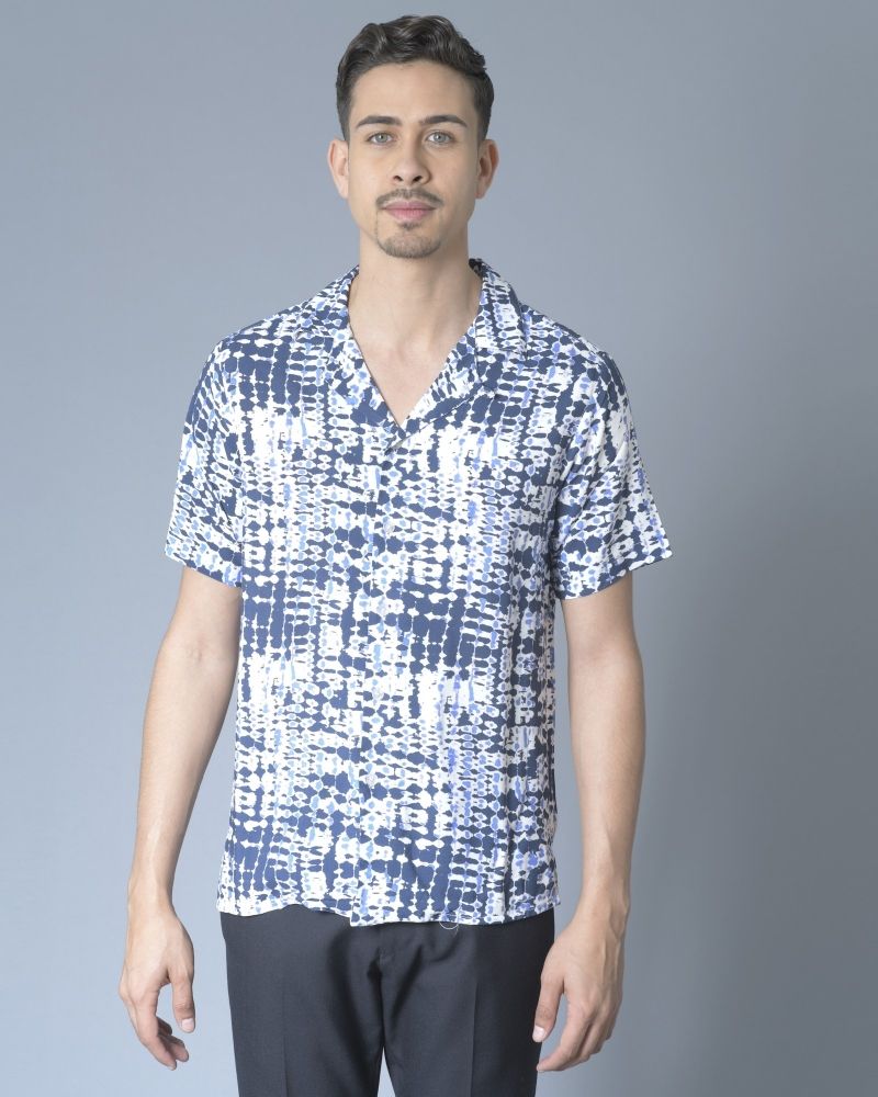 Chemise bleue à imprimé psychédélique Daniele Fiesoli
