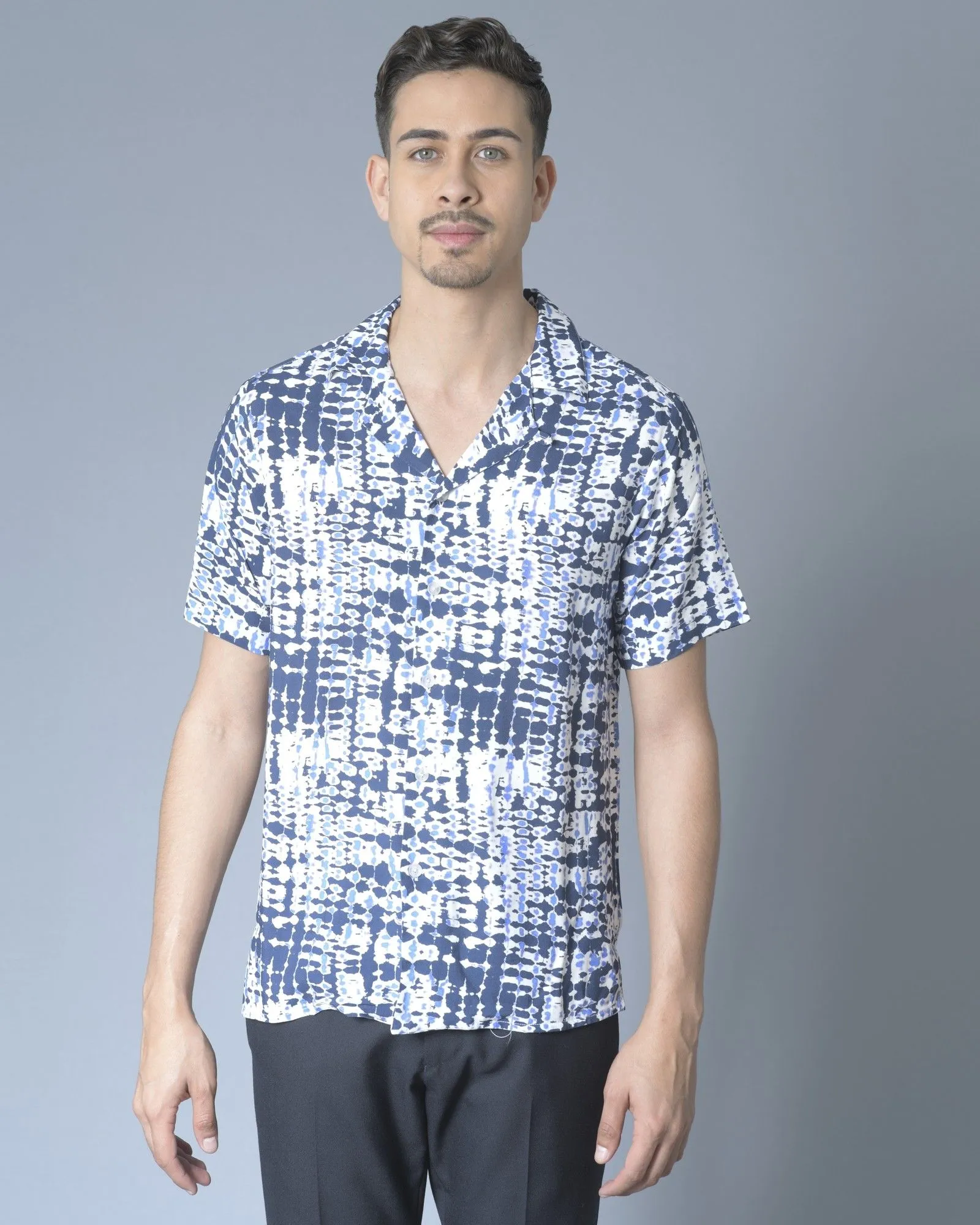 Chemise bleue à imprimé psychédélique Daniele Fiesoli