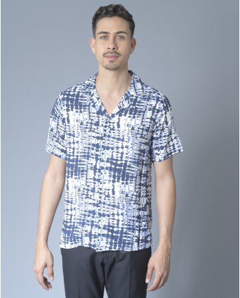 Chemise bleue à imprimé psychédélique Daniele Fiesoli