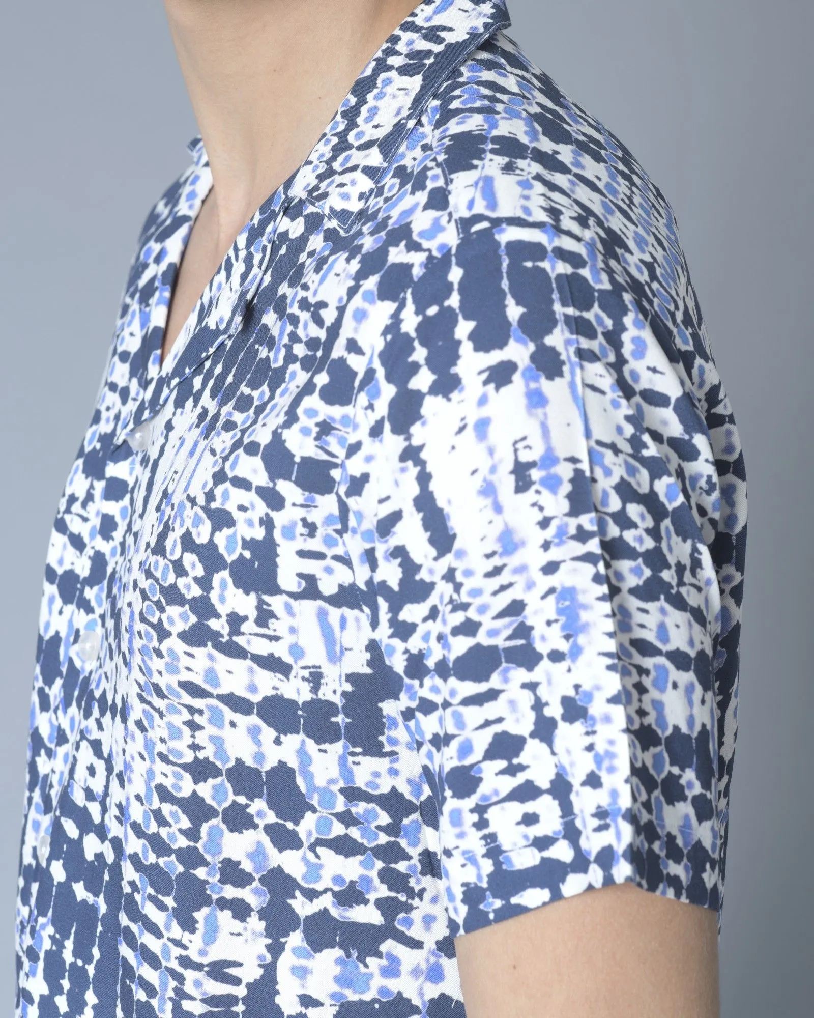 Chemise bleue à imprimé psychédélique Daniele Fiesoli