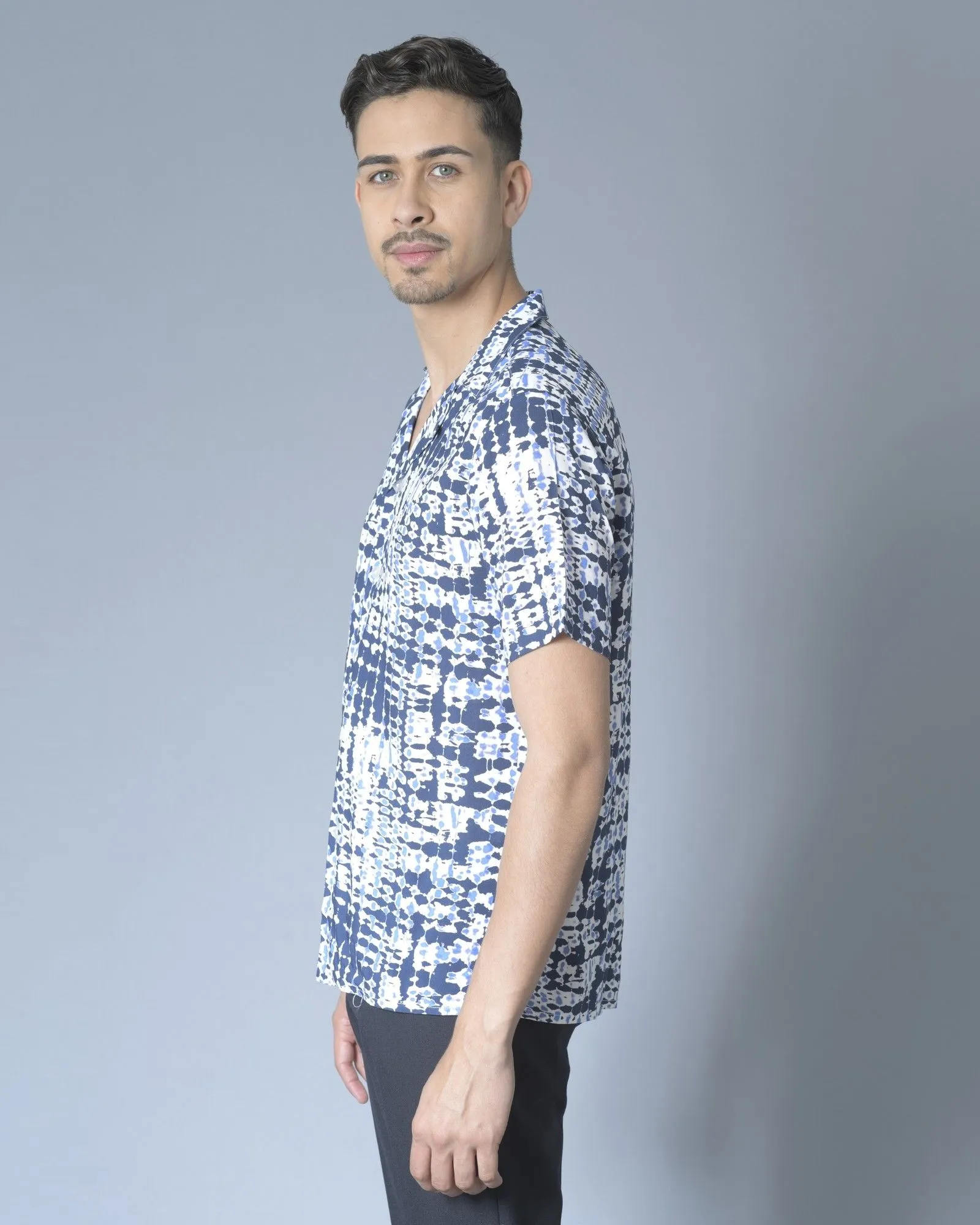 Chemise bleue à imprimé psychédélique Daniele Fiesoli