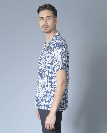 Chemise bleue à imprimé psychédélique Daniele Fiesoli