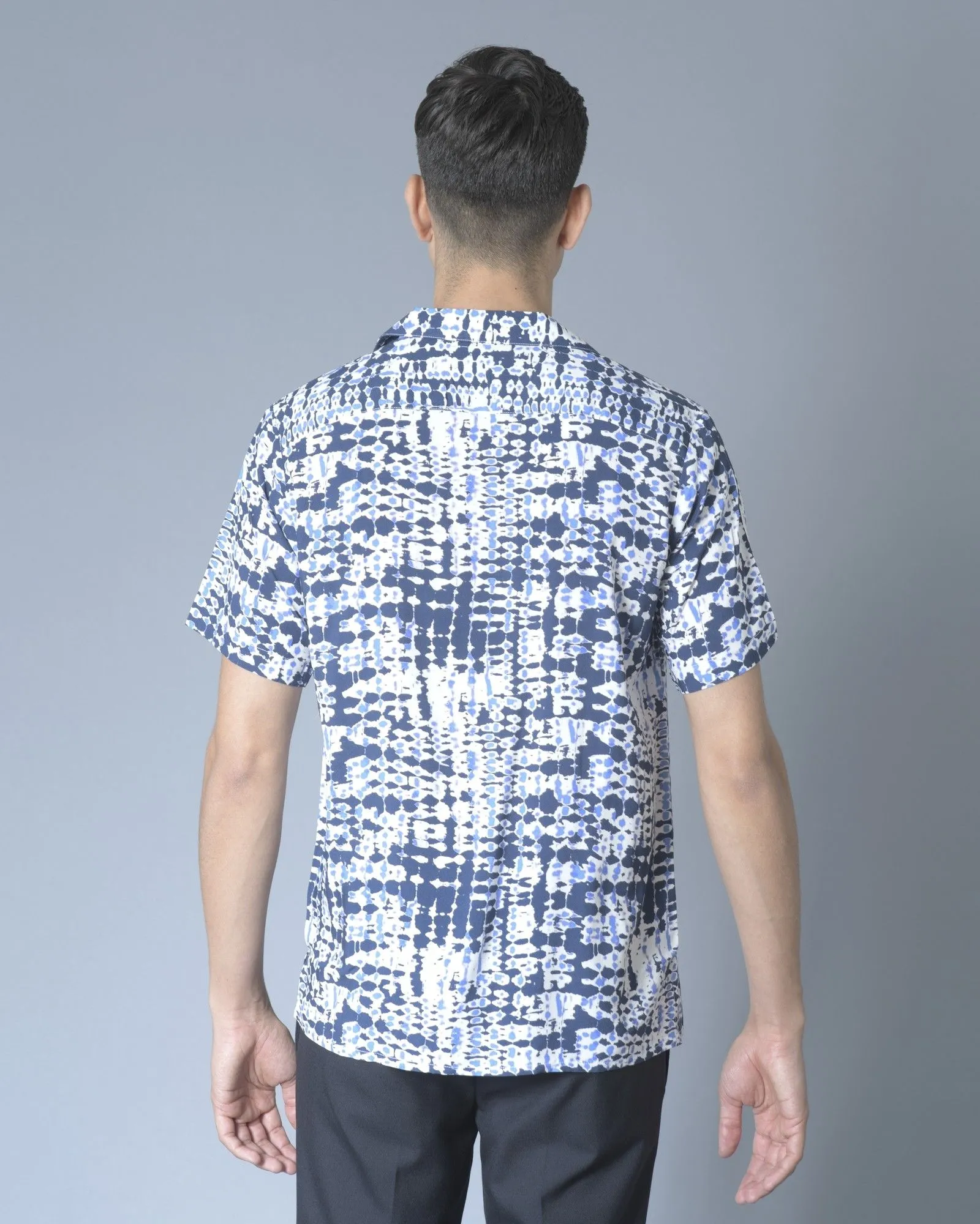 Chemise bleue à imprimé psychédélique Daniele Fiesoli