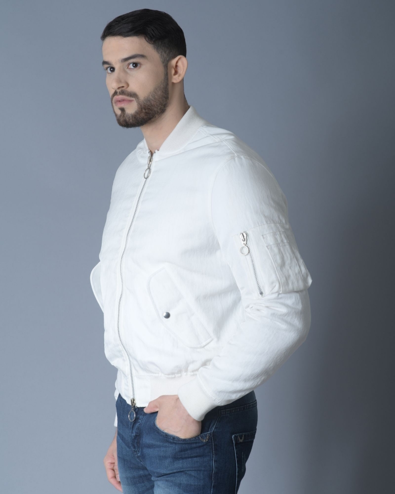 Bomber blanc en nylon texturé Soulland