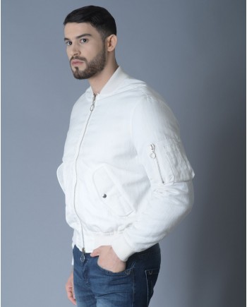 Bomber blanc en nylon texturé Soulland