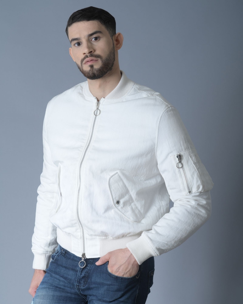 Bomber blanc en nylon texturé Soulland