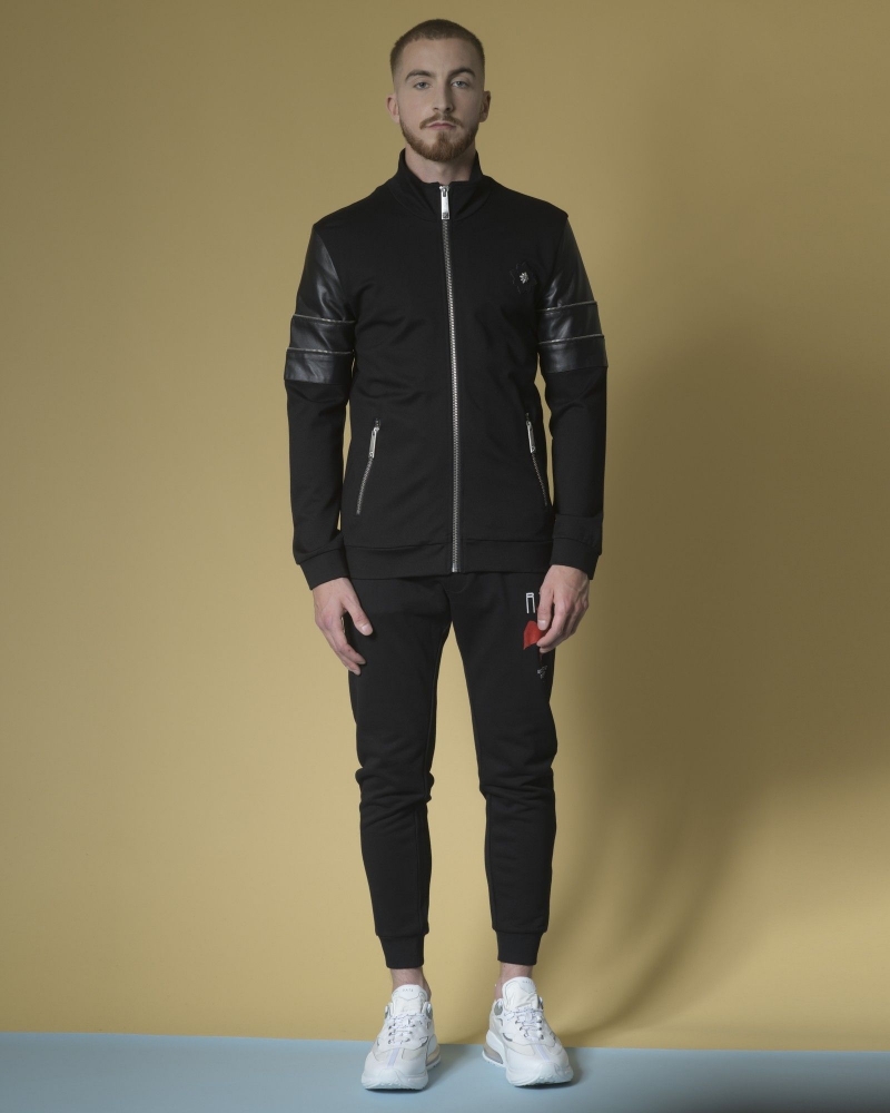 Veste jogging à empiècements en cuir John Richmond