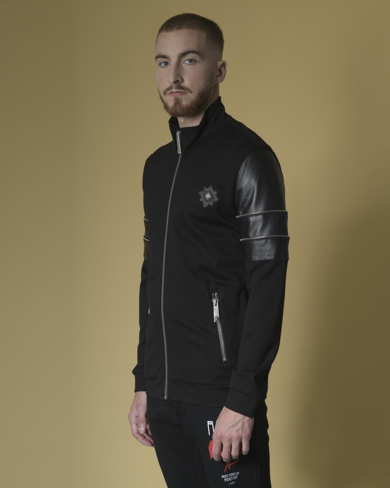 Veste jogging à empiècements en cuir John Richmond