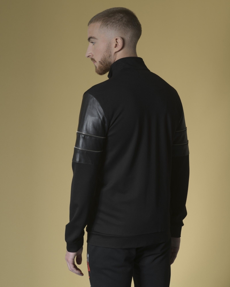 Veste jogging à empiècements en cuir John Richmond